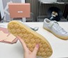 Женские кожаные кроссовки Miu Miu Bleached leather серые с замшевым носом 2024