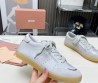 Женские кожаные кроссовки Miu Miu Bleached leather серые с замшевым носом 2024
