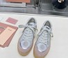 Женские кожаные кроссовки Miu Miu Bleached leather серые с розовым замшевым носом 2024