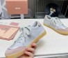 Женские кожаные кроссовки Miu Miu Bleached leather серые с розовым замшевым носом 2024