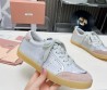 Женские кожаные кроссовки Miu Miu Bleached leather серые с розовым замшевым носом 2024