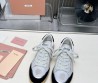 Женские кожаные кроссовки Miu Miu Bleached leather серые с черным замшевым носом 2024