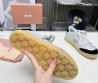 Женские кожаные кроссовки Miu Miu Bleached leather серые с черным замшевым носом 2024