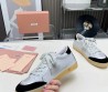 Женские кожаные кроссовки Miu Miu Bleached leather серые с черным замшевым носом 2024