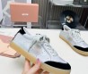 Женские кожаные кроссовки Miu Miu Bleached leather серые с черным замшевым носом 2024