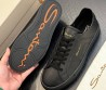 Мужские кожаные кеды Santoni черные 2024