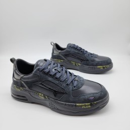 Мужские комбинированные кроссовки Premiata темно-синие 2024