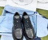 Женские кожаные кроссовки на платформе Prada черные 2024