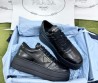 Женские кожаные кроссовки на платформе Prada черные 2024