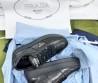 Женские кожаные кроссовки на платформе Prada черные 2024