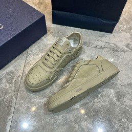 Мужские кожаные кроссовки Christian Dior зелено-серые 2024