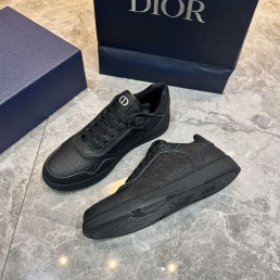 Мужские кожаные кроссовки Christian Dior черные матовые 2024