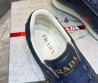 Мужские кожаные кроссовки Prada с логотипом синие 2024