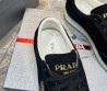 Мужские замшевые кроссовки Prada с логотипом черные 2024