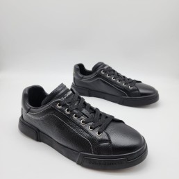 Мужские кожаные кроссовки Dolce & Gabbana черные 2024