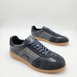 Мужские комбинированные кроссовки Santoni серые 2024