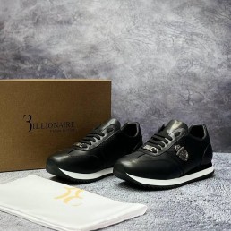 Мужские кожаные кроссовки Billionaire черные 2024