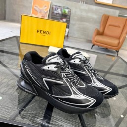 Мужские комбинированные кроссовки Fendi First 1 черные 2024