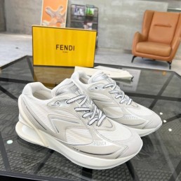 Мужские комбинированные кроссовки Fendi First 1 белые с серым 2024