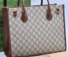 Женская комбинированная сумка Gucci бежевая с коричневым 33х25 см 2024