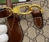 Женская комбинированная сумка Gucci бежевая с коричневым 33х25 см 2024