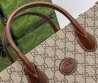 Женская комбинированная сумка Gucci бежевая с коричневым 33х25 см 2024