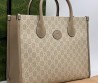 Женская комбинированная сумка Gucci бежевая 33х25 см 2024