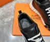 Мужские кожаные кроссовки Hermes черные с замшевым носом 2024