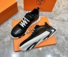 Мужские кожаные кроссовки Hermes черные с замшевым носом 2024