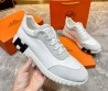 Мужские кожаные кроссовки Hermes белые с серым замшевым носом 2024