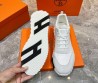 Мужские кожаные кроссовки Hermes белые с серым замшевым носом 2024