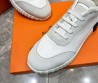 Мужские кожаные кроссовки Hermes белые с серым замшевым носом 2024