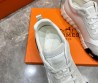 Мужские кожаные кроссовки Hermes белые с серым замшевым носом 2024
