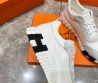 Мужские кожаные кроссовки Hermes белые с серым замшевым носом 2024