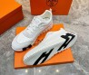 Мужские кожаные кроссовки Hermes белые с серым замшевым носом 2024