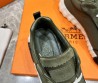 Мужские текстильные кроссовки Hermes зеленые с замшевым носом 2024