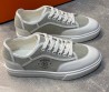 Мужские текстильные кроссовки Hermes серые с белым кожаным носом 2024