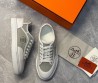Мужские текстильные кроссовки Hermes серые с белым кожаным носом 2024