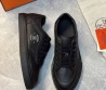 Мужские кожаные кроссовки Hermes черные 2024