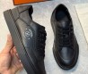 Мужские кожаные кроссовки Hermes черные 2024
