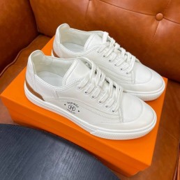 Мужские кожаные кроссовки Hermes белые 2024