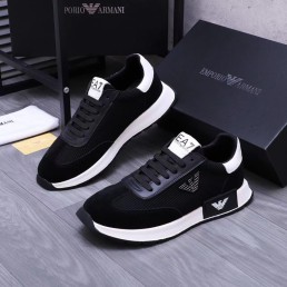 Мужские комбинированные кроссовки Emporio Armani черные 2024