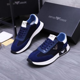 Мужские комбинированные кроссовки Emporio Armani синие 2024