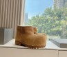 Женские замшевые укороченные сапоги Balenciaga Alaska fur bootie бежевые на меху 2024