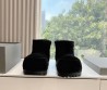 Женские замшевые укороченные сапоги Balenciaga Alaska fur bootie черные на меху 2024