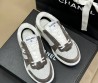 Женские замшевые кроссовки Chanel серые 2024