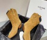 Женские замшевые сапоги казаки Celine коричневые каблук 4 см 2024