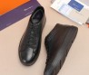 Мужские высокие кожаные кеды Santoni черные на меху 2024