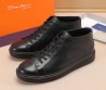 Мужские высокие кожаные кеды Santoni черные на меху 2024