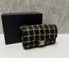 Женская твидовая сумка Chanel черная с золотым 20х12х9 2024